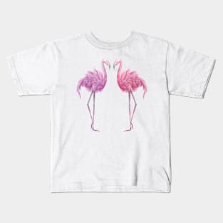 Watercolor Pink and Purple Flamingo Kids T-Shirt